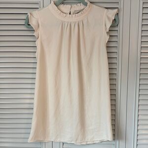 Loft Flutter Sleeve Ruffled Collar Cream Top Women’s Small